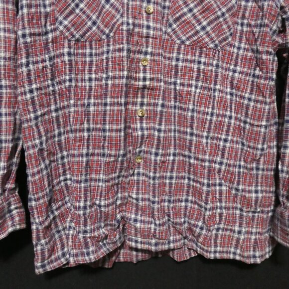 CROCODILE | large | 100% Cotton | Plaid Button-Up Front Casual Shirt | 2 Pockets - Picture 7 of 16